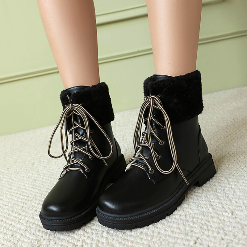 Women'S Shoes Extended Sizes - ORCHALISA Bayan Kar Botları Kare Düşük