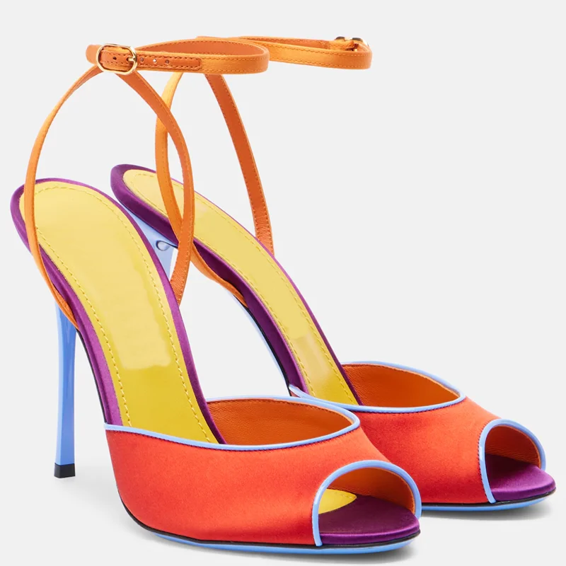 Women'S Shoes Peep Toe - Saten Karışık Renkler Peep Toe Sandalet