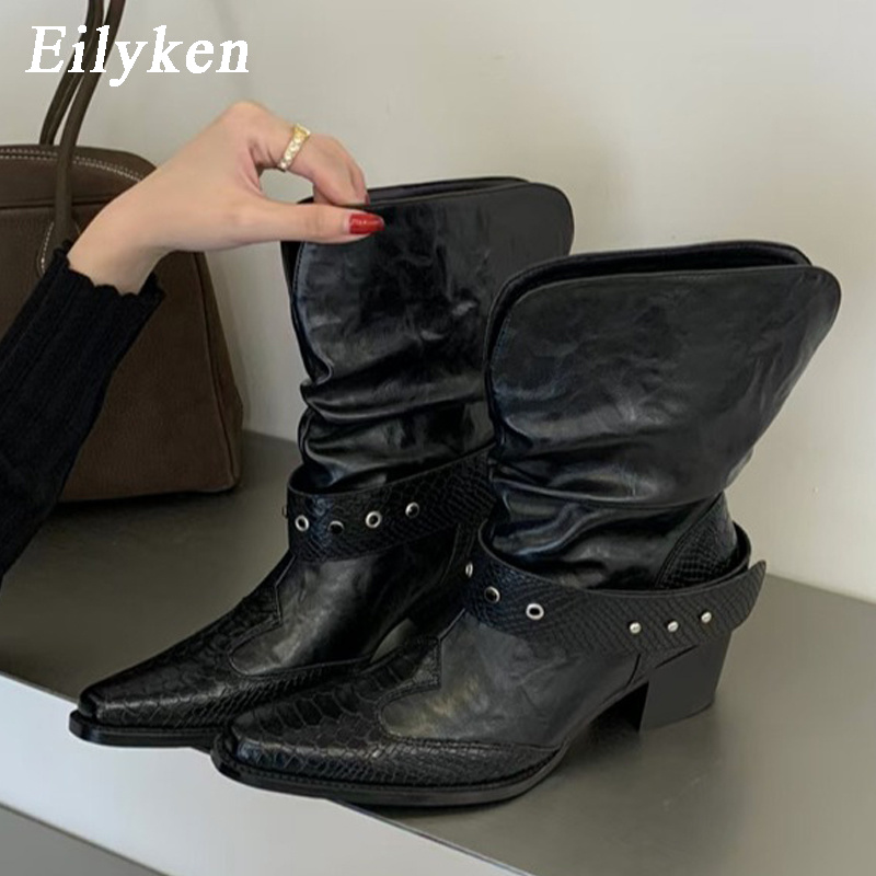 Women'S Shoes Chelsea - Eilyken Tasarım Stili Yılan Desenli Alçak