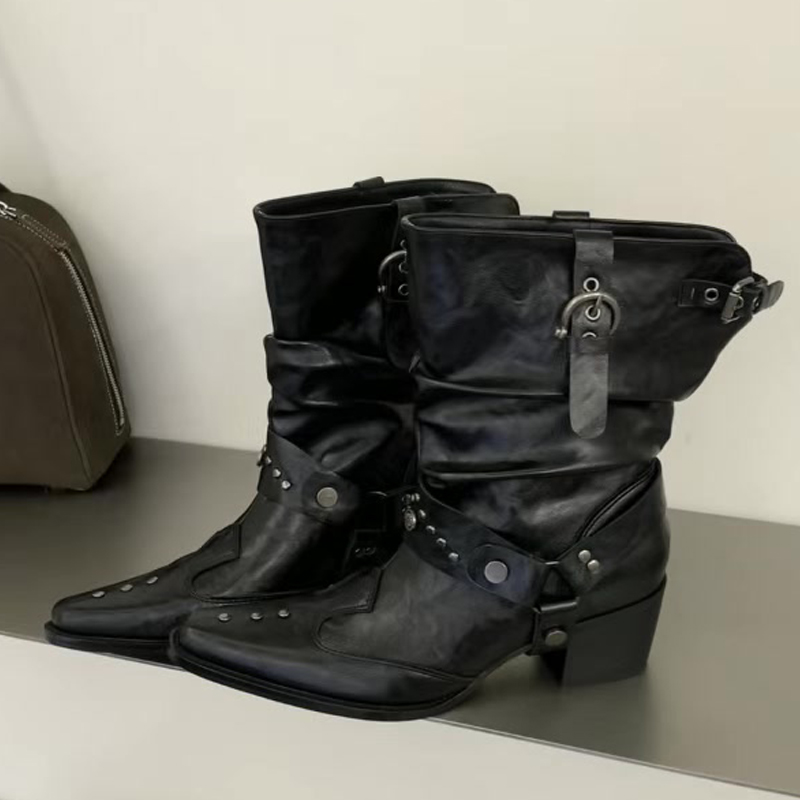 Women'S Shoes Chelsea - Eilyken Yeni Tasarım Perçin Tokalı Kayışlı