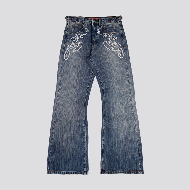 Women Shoes Jeans - Y2k Mavi Açılı Bootcut Kot Vintage