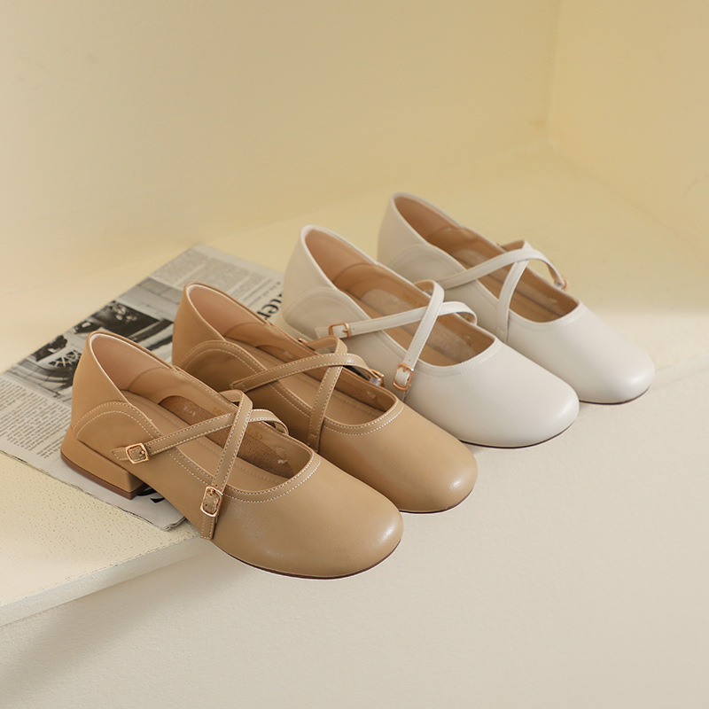 Mary Jane Shoes - Fransız Vintage Kalın Topuk Mary Jane