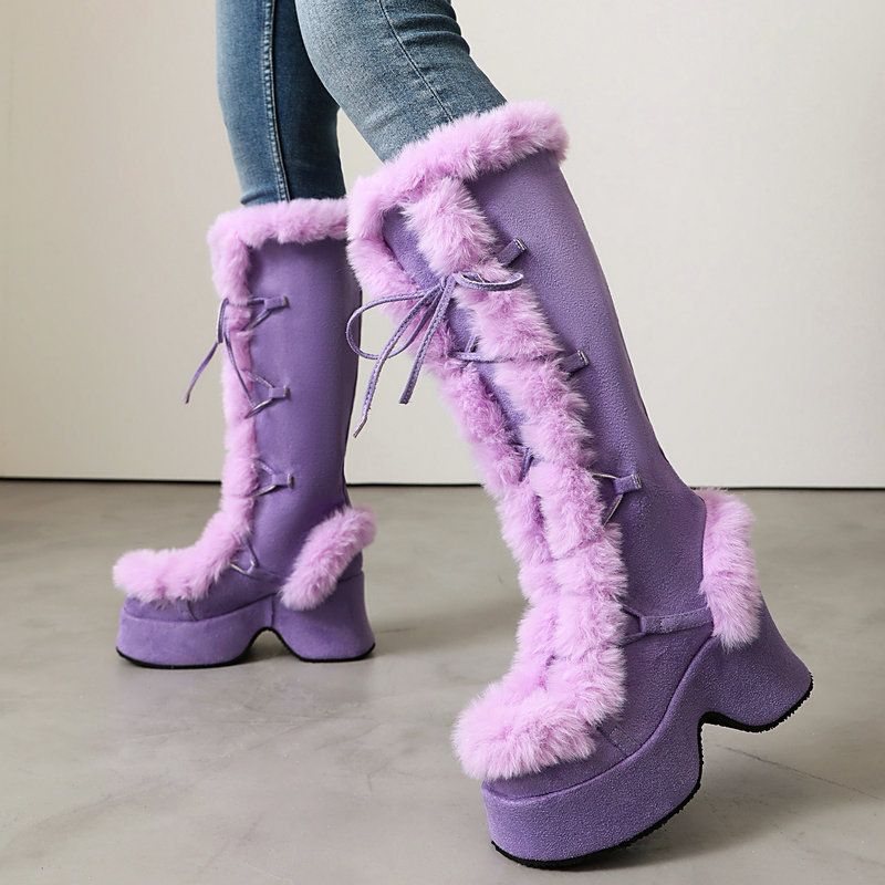 Women'S Shoes Chelsea - Lolita tarzı kürklü platform çizmeler kadınlar