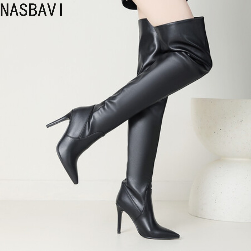 Zip Up Boots Short - NASBAVI Siyah Sivri Burun Lüks Tasarımcı