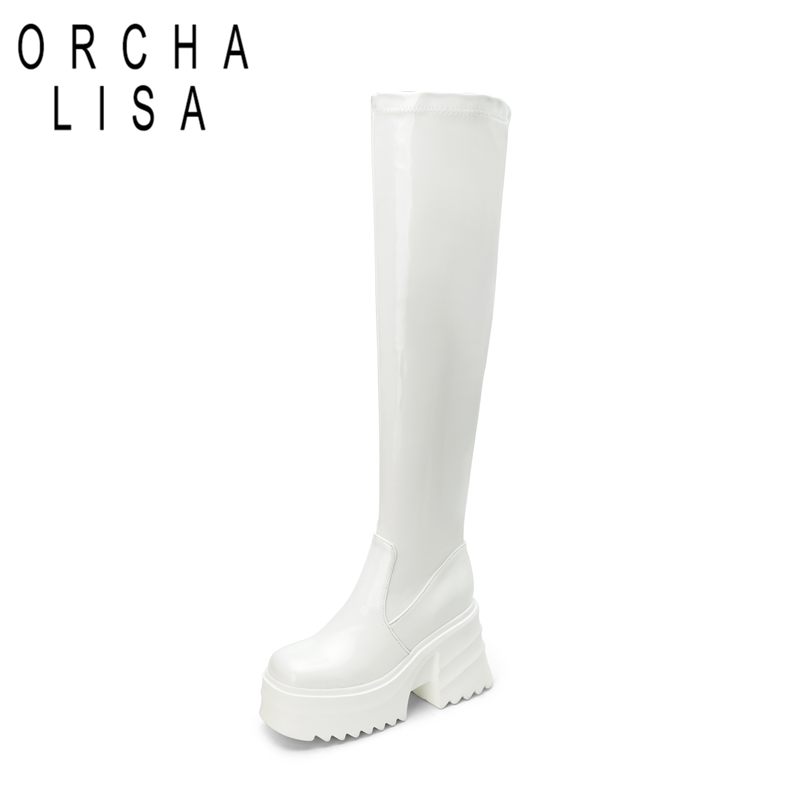 Zip Up Boots Short - ORCHALISA Yeni Rugan Kadın Uyluk Yüksek