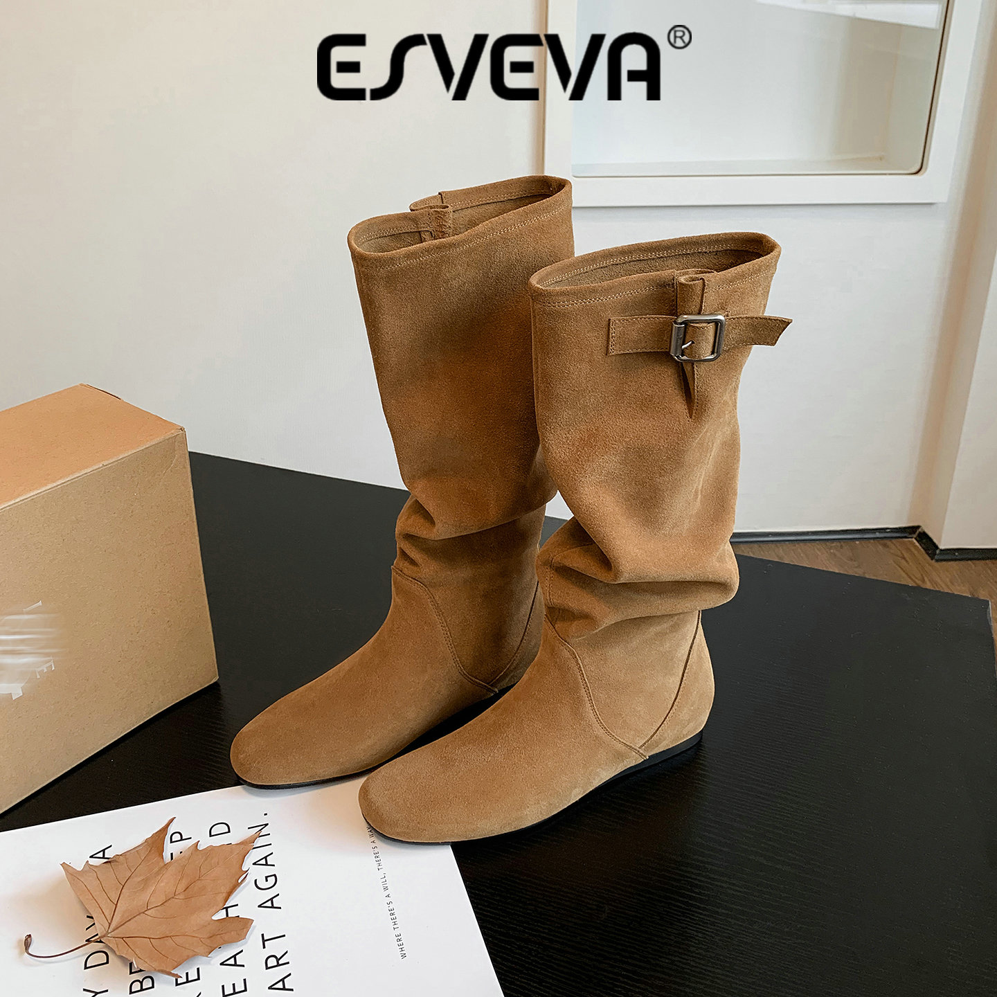 Suede Ankle Boot - ESVEVA 2027 Moda İnek Derisi Kadın