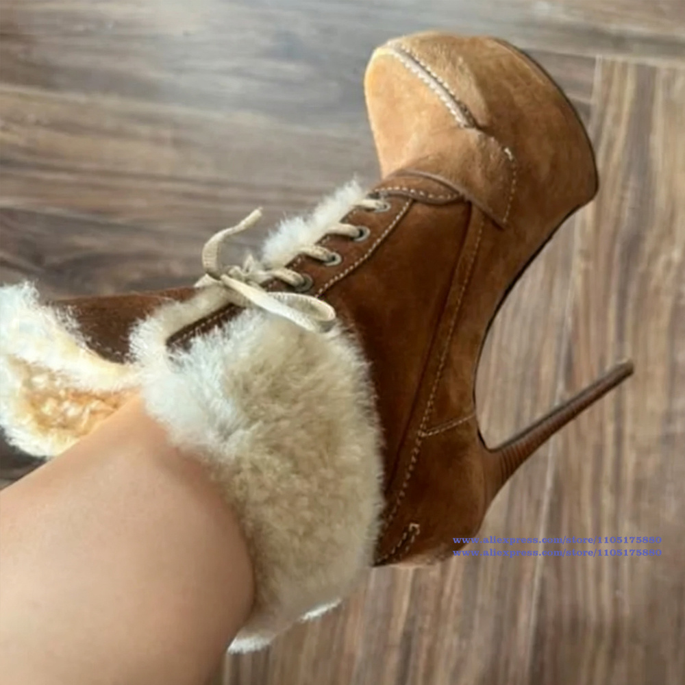 Suede Ankle Boot - Kahverengi Süet Stiletto Topuklu Ayak Bileği