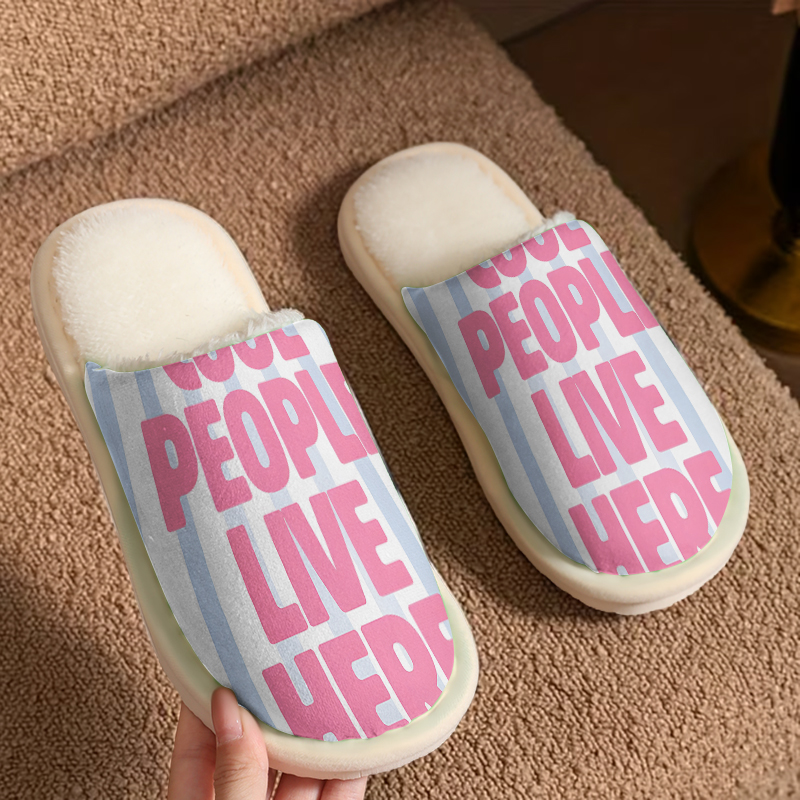 Women Shoes Quote - Cool Quote Lüks Peluş Terlikler Erkek