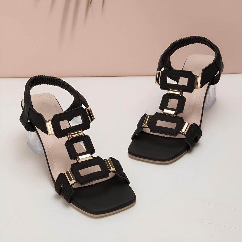 Clear Strap Heel - Büyük Beden Basit Şık Blok Topuklu