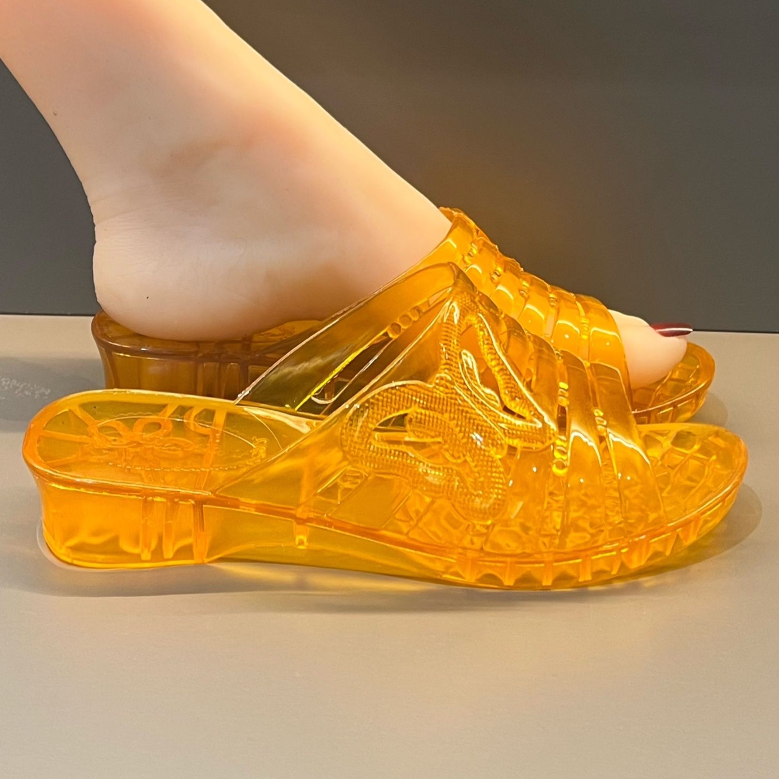 Jelly Sandal Women - WFashion Mor Simli Jöle Dolgu Topuklu
