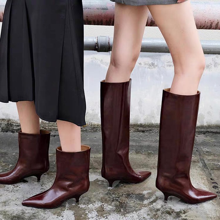 Women'S Shoes Chelsea - Kadın Chelsea Rugan Yüksek Bot Bordo