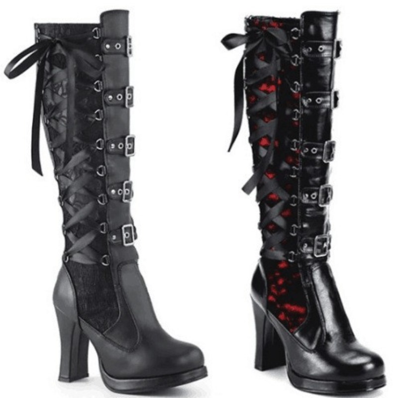 Knee High Boots Women - Punk Gotik Tarzı kadın Diz Yüksek