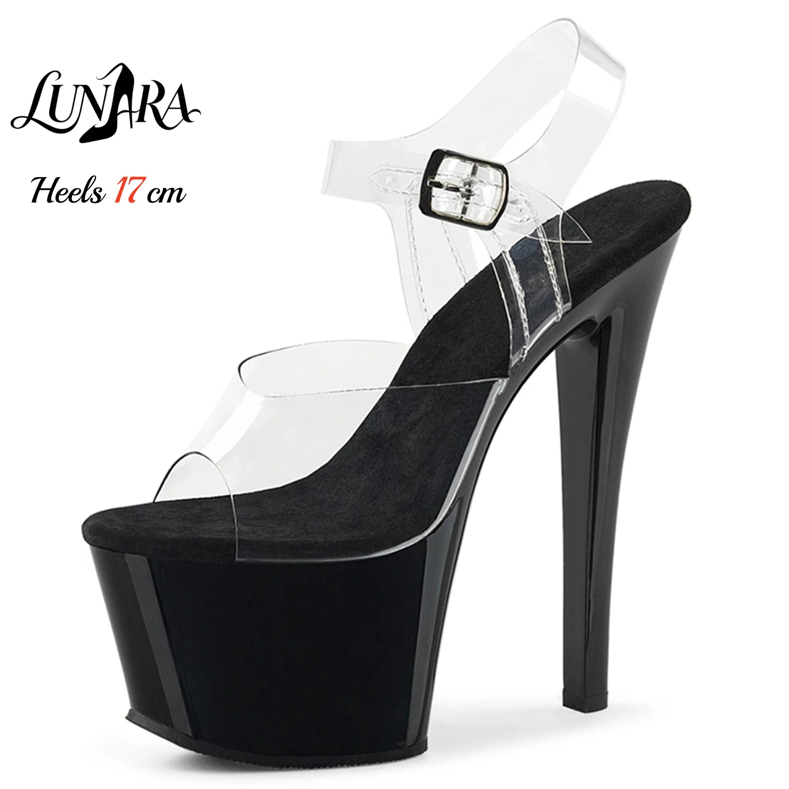 Clear Strap Heel - 17cm/7 İnç Şeffaf Topuklu Platform Sandalet