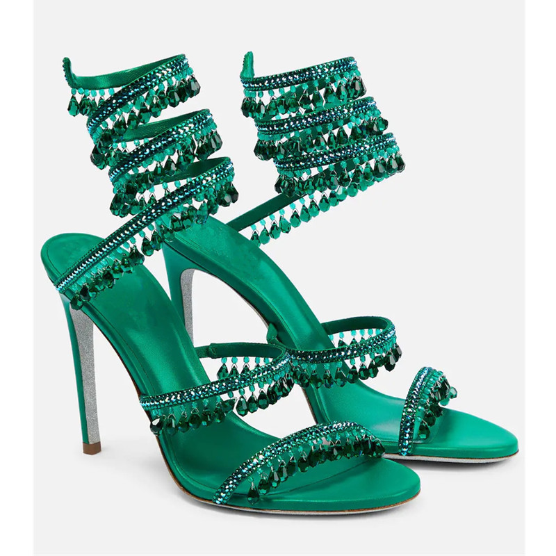 Seksi Yeşil Kristal Saçaklı St - Women'S Shoes Peep Toe incelemesi ve fiyatı