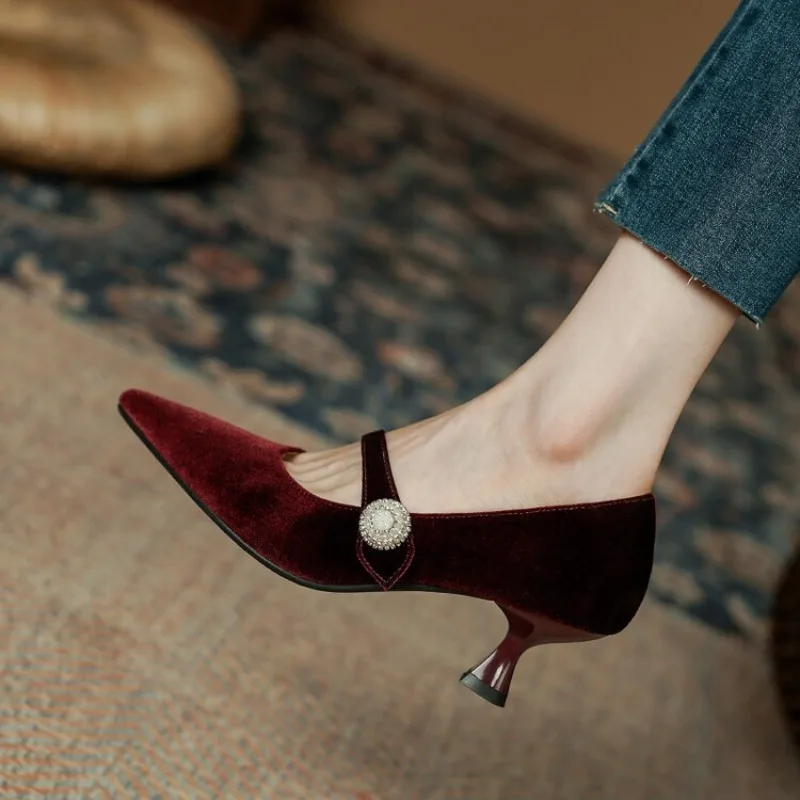 Şarap Kırmızısı Sivri Burun Ma - Mary Jane Shoes incelemesi ve fiyatı