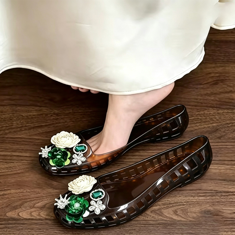 Lüks Büyük Yapay Elmas Çiçekli - Jelly Sandal Women incelemesi ve fiyatı