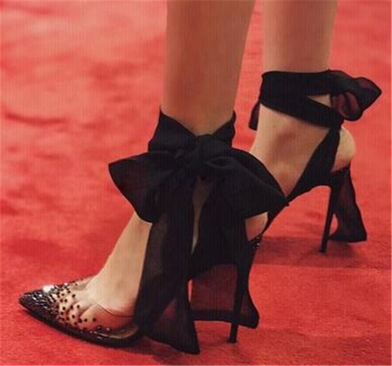 Kırmızı Beyaz Siyah Örgü Şerit - Clear Strap Heel incelemesi ve fiyatı