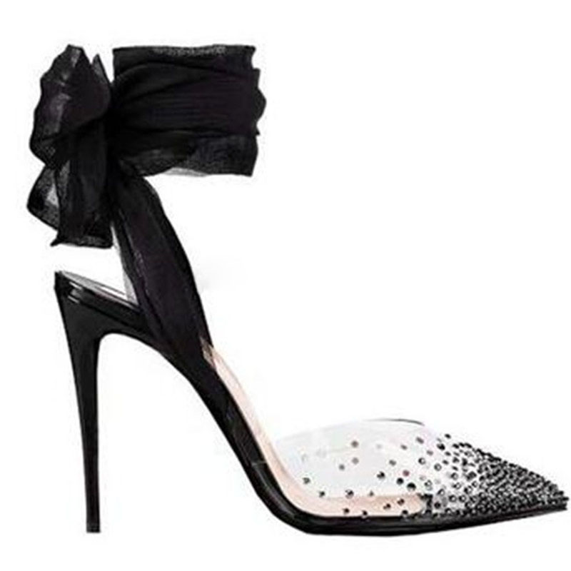 Kırmızı Beyaz Siyah Örgü Şerit - Clear Strap Heel incelemesi ve fiyatı