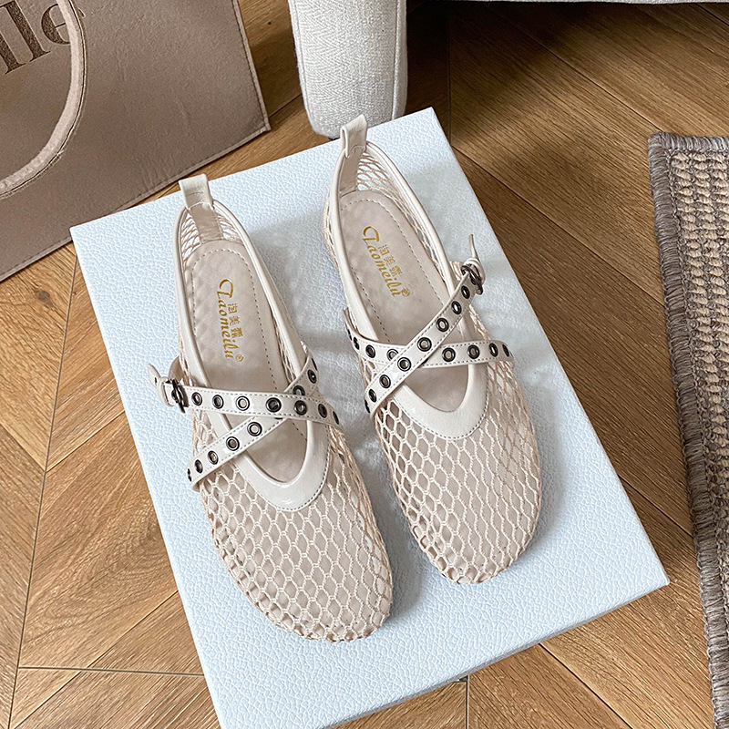Hollow Out Mesh Mary Jeans Fla - Women Shoes Jeans incelemesi ve fiyatı
