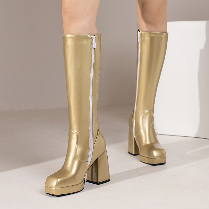 Yeşil Kış Kadın Platformu Diz  - Zip Up Boots Short incelemesi ve fiyatı