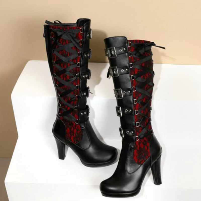 Punk Gotik Tarzı kadın Diz Yük - Knee High Boots Women incelemesi ve fiyatı